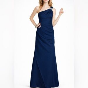 Alfred Angelo Navy Blue One Shoulder Formal Dress Coquette